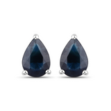 Genuine Blue Sapphire Teardrop Studs Earrings