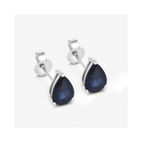 Genuine Blue Sapphire Teardrop Studs Earrings