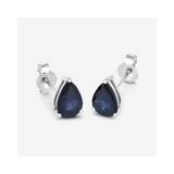 Genuine Blue Sapphire Teardrop Studs Earrings