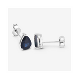 Genuine Blue Sapphire Teardrop Studs Earrings