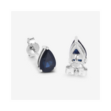 Genuine Blue Sapphire Teardrop Studs Earrings