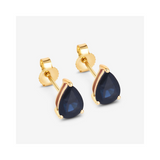 Genuine Blue Sapphire Teardrop Studs Earrings