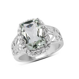 Genuine Green Amethyst Halo Ring