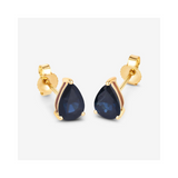 Genuine Blue Sapphire Teardrop Studs Earrings