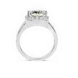 Genuine Green Amethyst Halo Ring