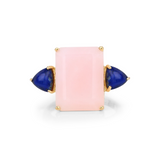 Natural Pink Opal 3 Stone Ring