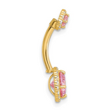 10k Gold  Pink and White CZ Navel Ring