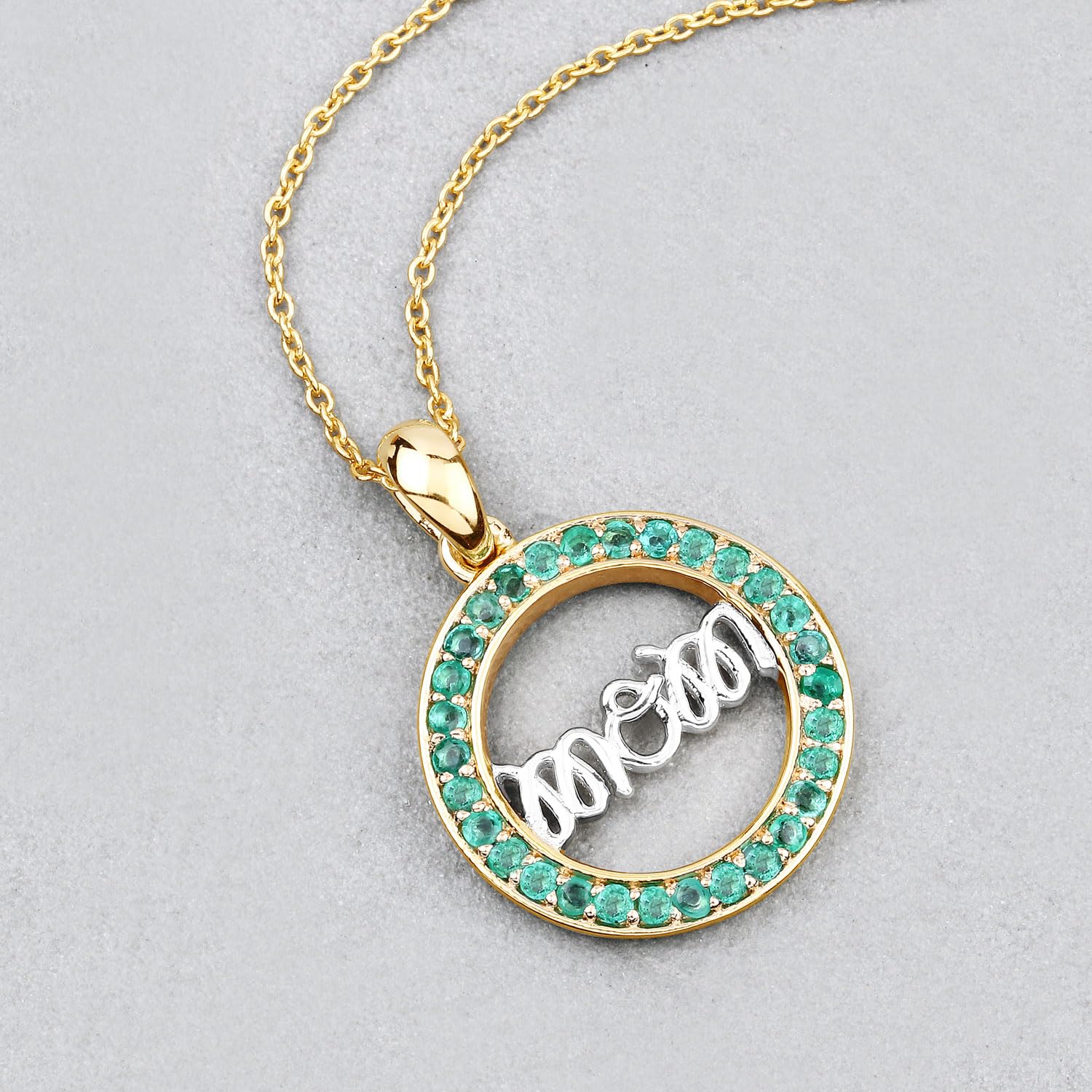 Genuine Emerald Pendant Mom Necklace Silver Fine Color Jewels $ 100 – 150,$ 150 - 200,1st mothers day,1st mothers day gifts,best first mothers day gift,first mothers day gift,first mothers day gift ideas,QJ
