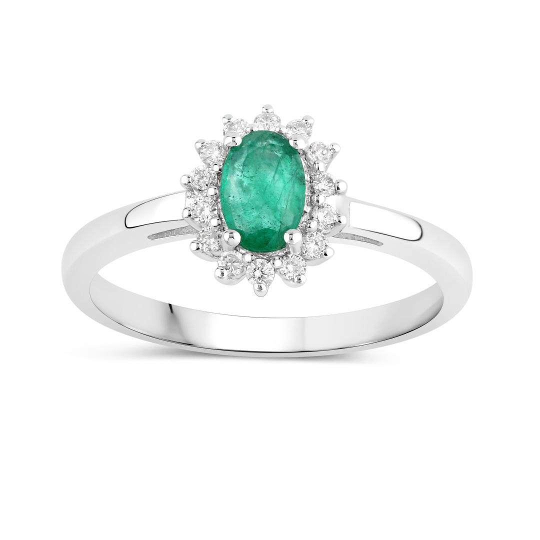 Natural Zambian Emerald Green Diamond Ring