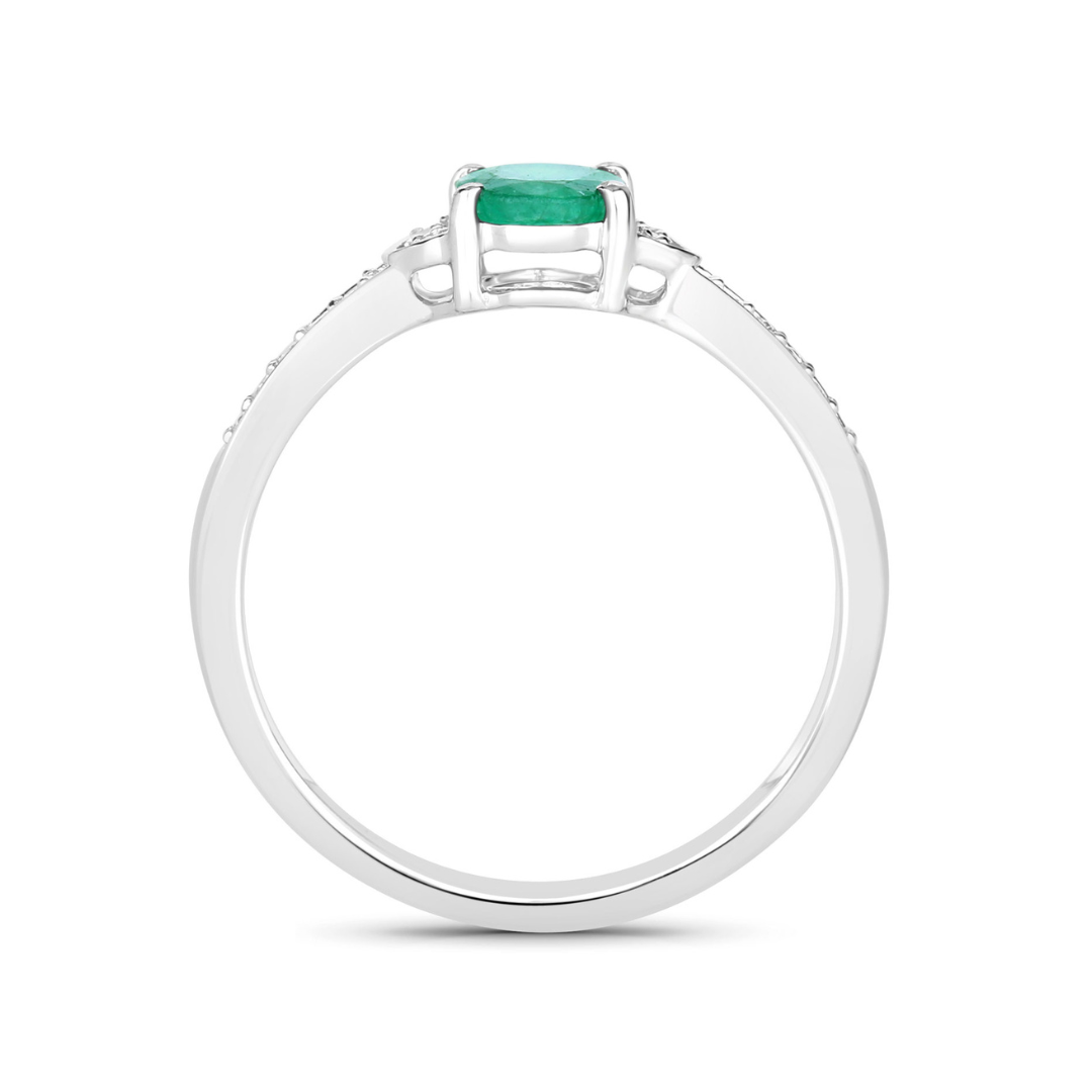 Genuine 10K Zambian Emerald Diamond Bridge Ring