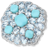 Turquoise and Blue Topaz Sterling Silver Cluster Ring