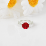 round cut red gemstone ring