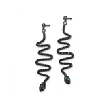 Black Spinel Snake Dangle Earrings