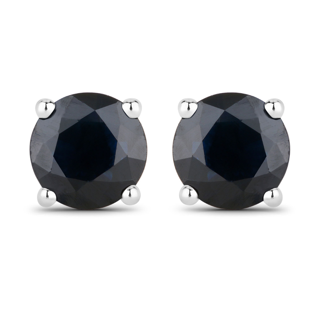 Genuine Blue Sapphire 10K Round Studs Earrings
