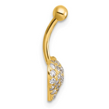 10k Gold Pave CZ Heart Navel Ring