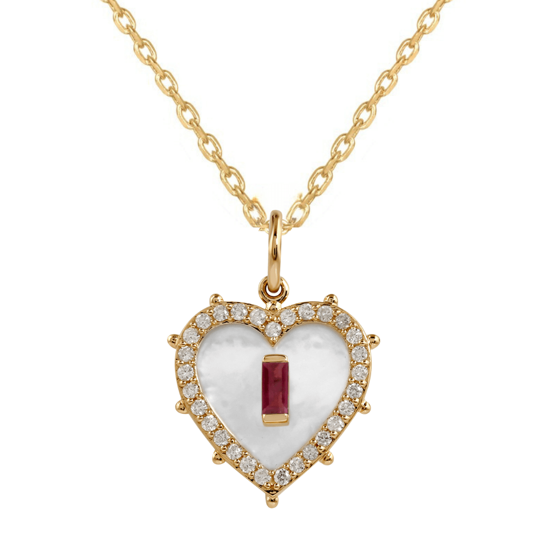 Collier avec pendentif en forme de cœur en nacre