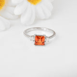 Peach Sapphire Three Stones Ring
