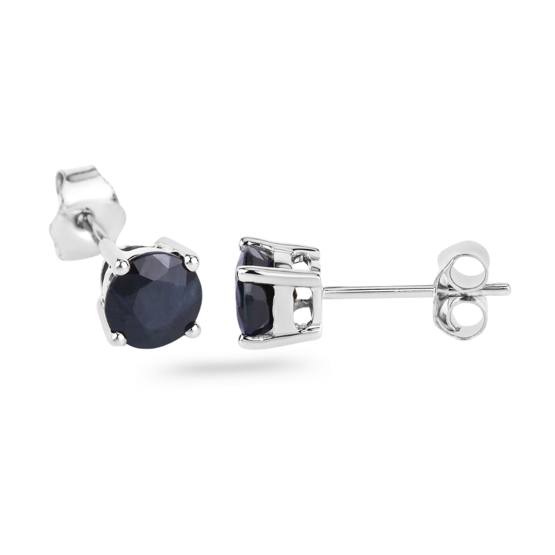 Genuine Blue Sapphire 10K Round Studs Earrings