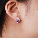 octagon and trillion gemstone studs, CZ jewelry, diamond like gemstone, stunning purple gemstone earrings