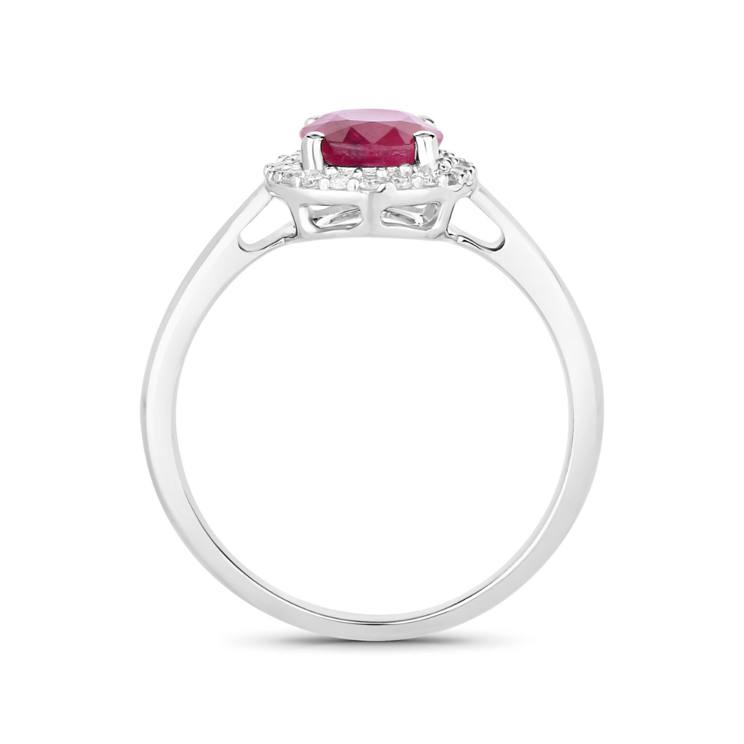Genuine 10K Pink Ruby and Diamond Halo Ring