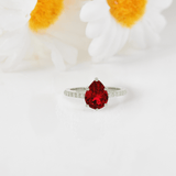 july birthstone ring gift for women, red stone ring