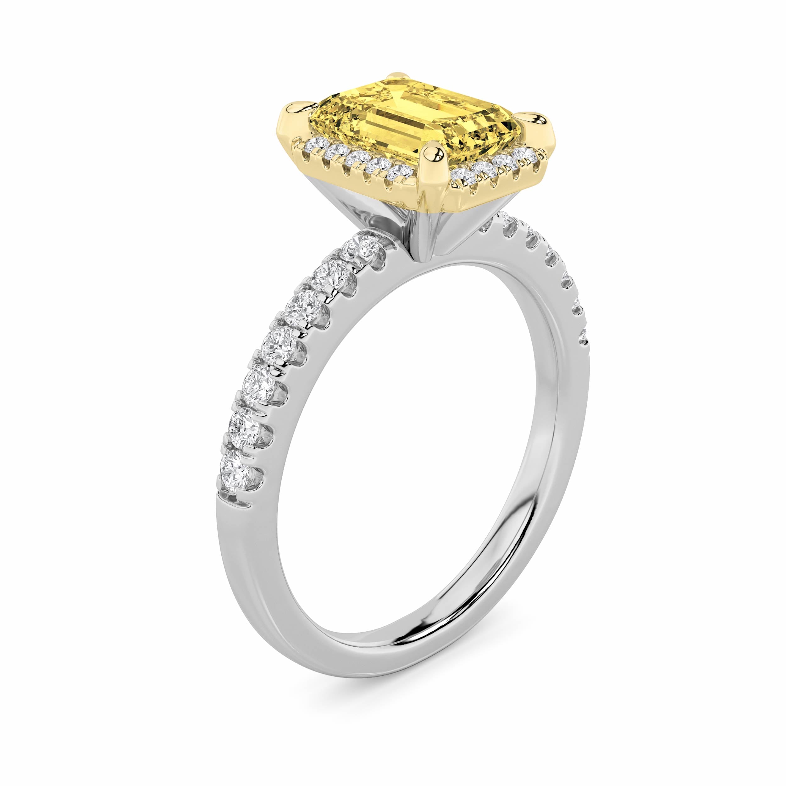 2Cttw Radiant Shaped Lab Grown Diamond (F/VS) HaloAccented Engagement Ring in 14K Gold