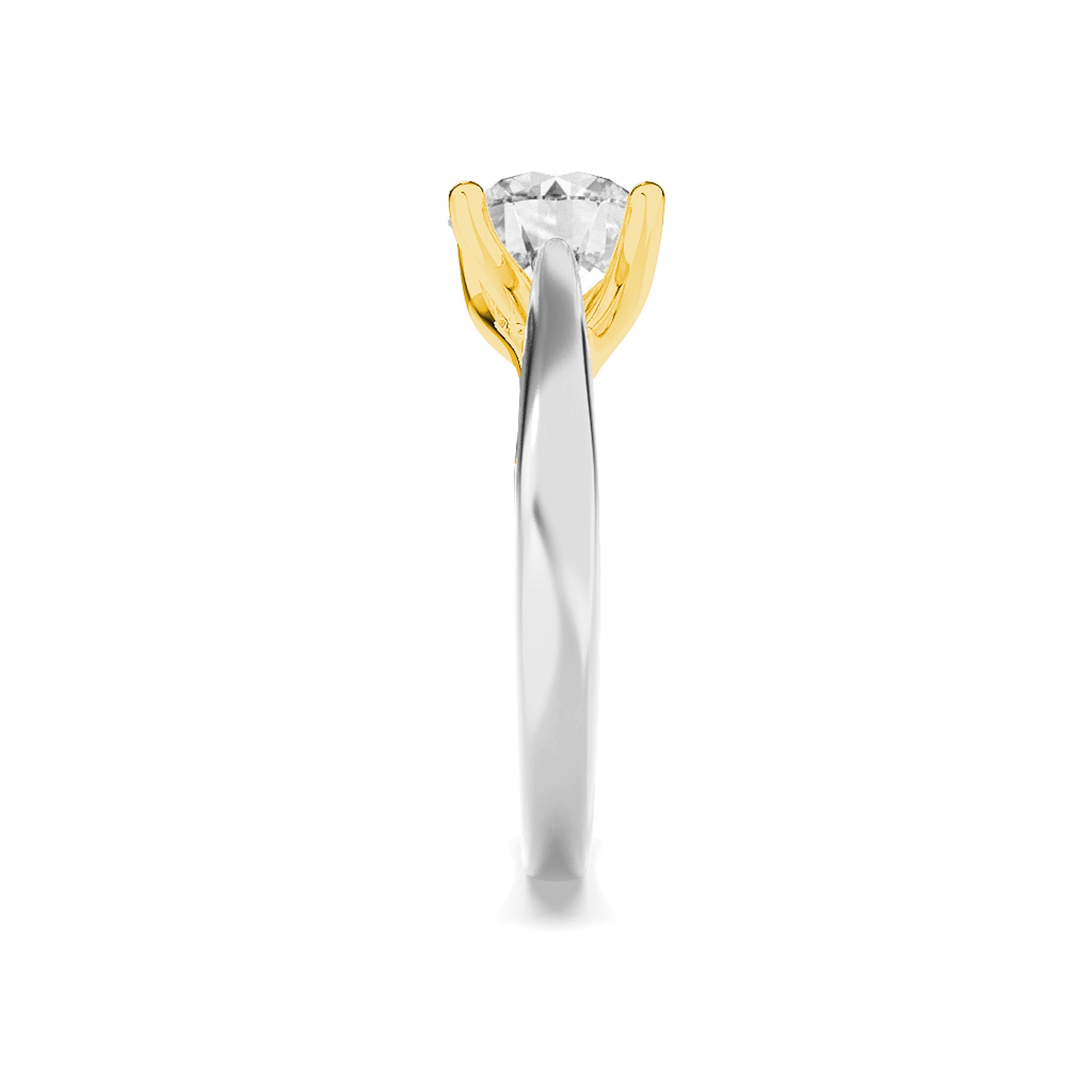 2Cttw Round Shaped Lab Grown Diamond (F/VS) Two Tone Cathedral Shank Engagement Ring in 14K Gold