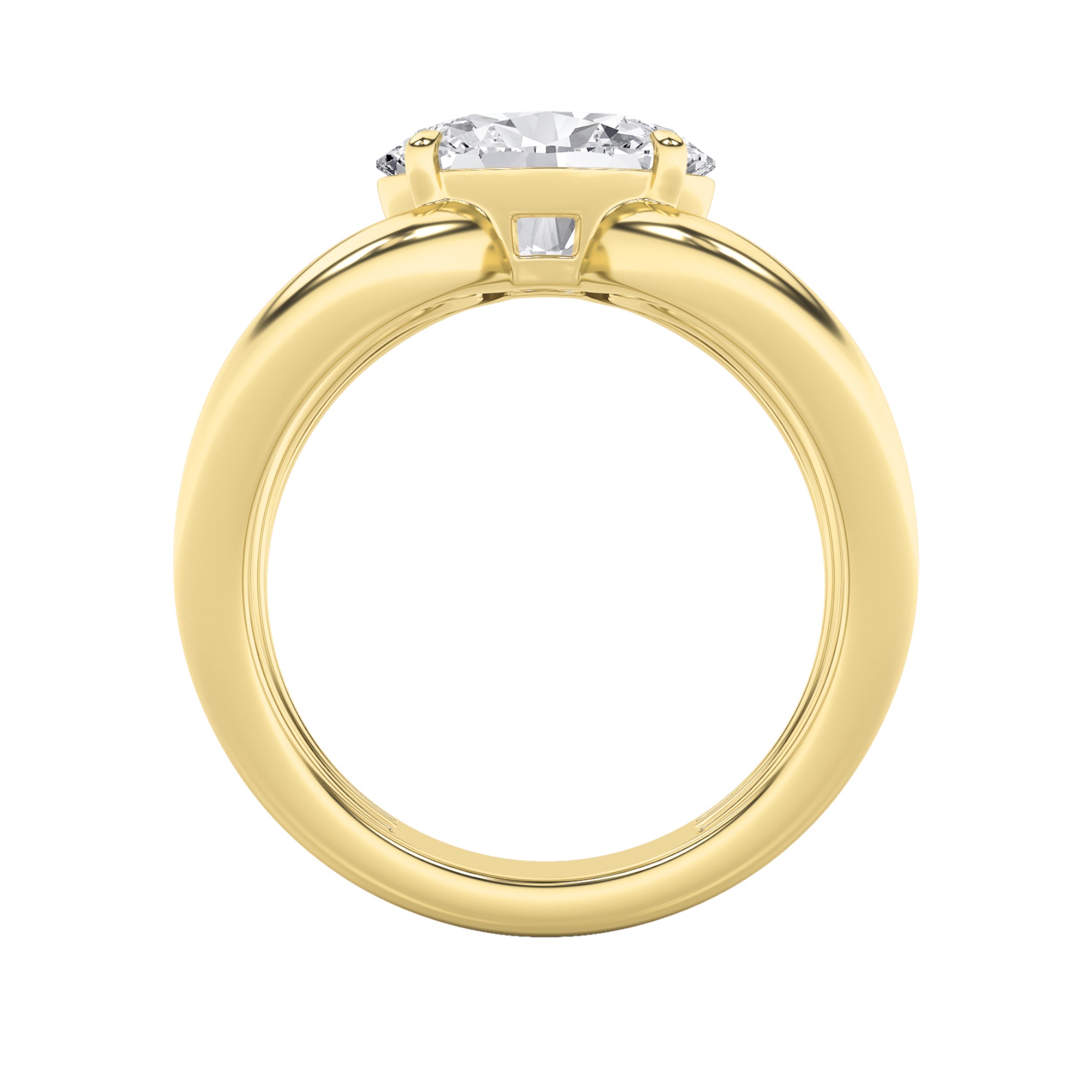 2Cttw Oval Shaped Lab Grown Diamond (F/VS) East West Solitaire Ring in 14K Gold