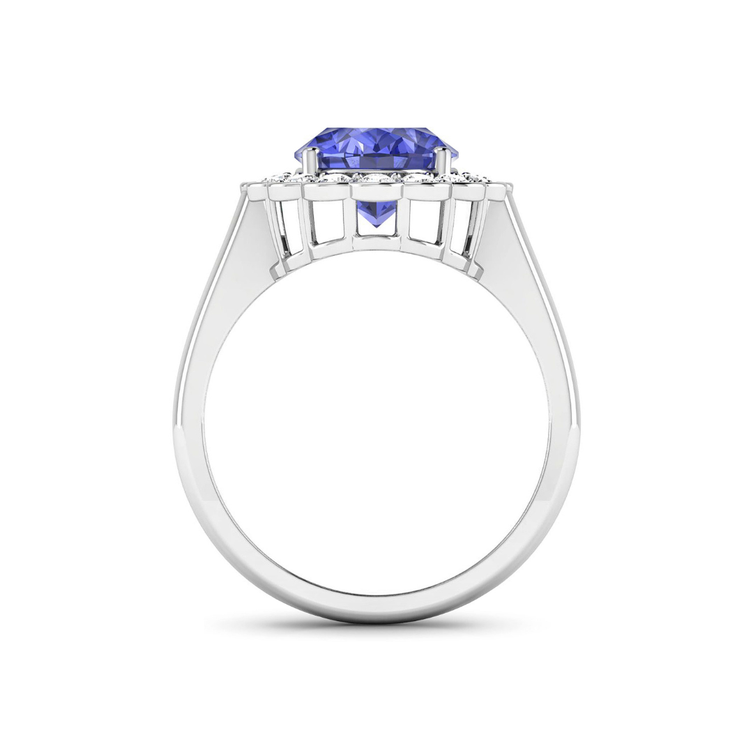 Genuine Diamond and Tanzanite Halo Ring
