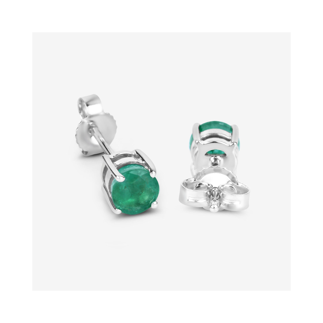 Genuine Zambian Emerald 10K Round Studs Earrings