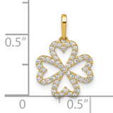 10k Gold CZ Four Leaf Clover Heart Pendant