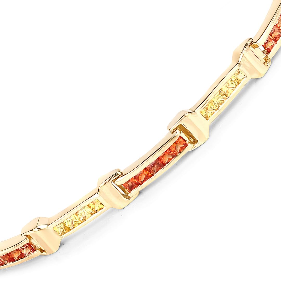Orange and Yellow Sapphire Tennis Bracelet Silver Fine Color Jewels