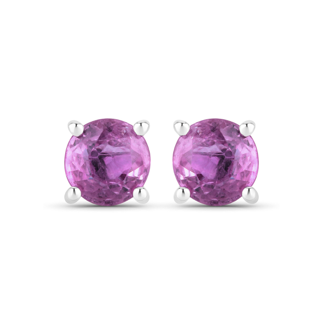 Genuine Pink Sapphire 10K Gold Earrings