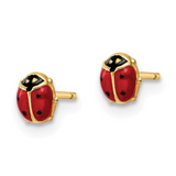 Enameled 14k Gold Ladybug Earrings