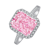 Pink Zircon Ring Radiant Cut Pink Cz  Ring 