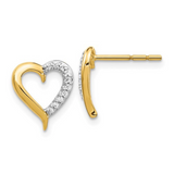 14k Yellow Gold  Lab Grown Diamond Open Heart Stud Earrings