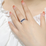 Blue Sapphire Engagement Ring Half Eternity Ring Sapphire Royal Blue Ring For Women September Birthstone