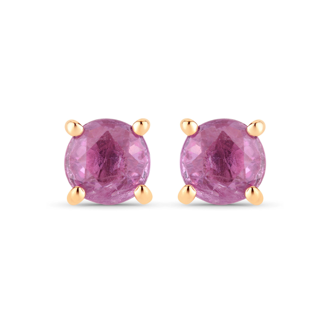 Genuine Pink Sapphire 10K Gold Earrings