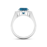 Genuine London Blue Topaz and White Diamond Halo Ring