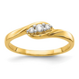 14K Yellow Gold Lab Grown Diamond Engagement Ring for Her, Three Stone Diamond Ring, Statement Bypass ring