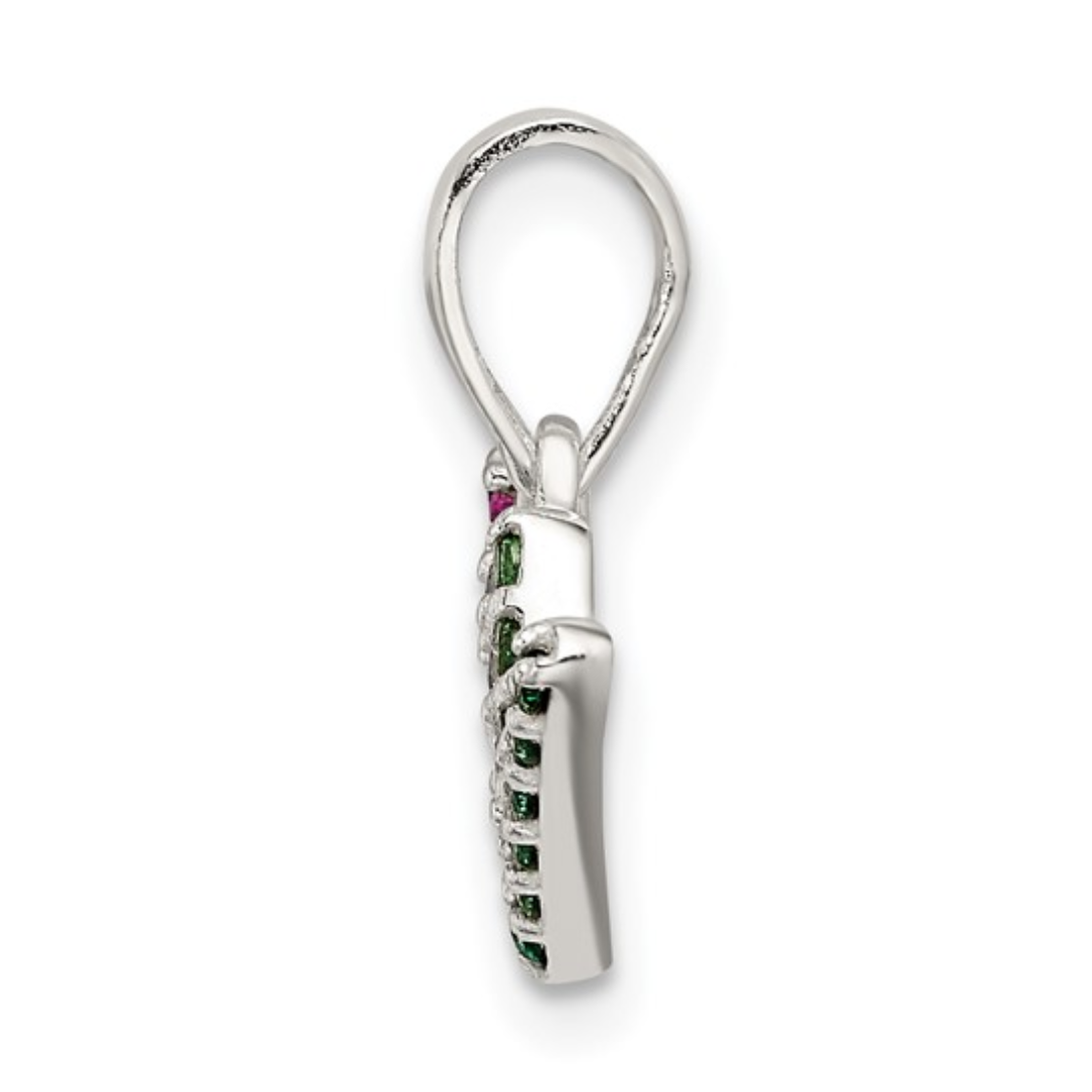 Sterling Silver White and Green CZ Joy Pendant