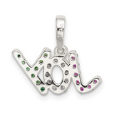 Sterling Silver White and Green CZ Joy Pendant