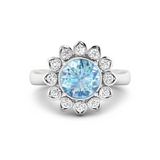 Genuine Diamond and Aquamarine Halo Ring