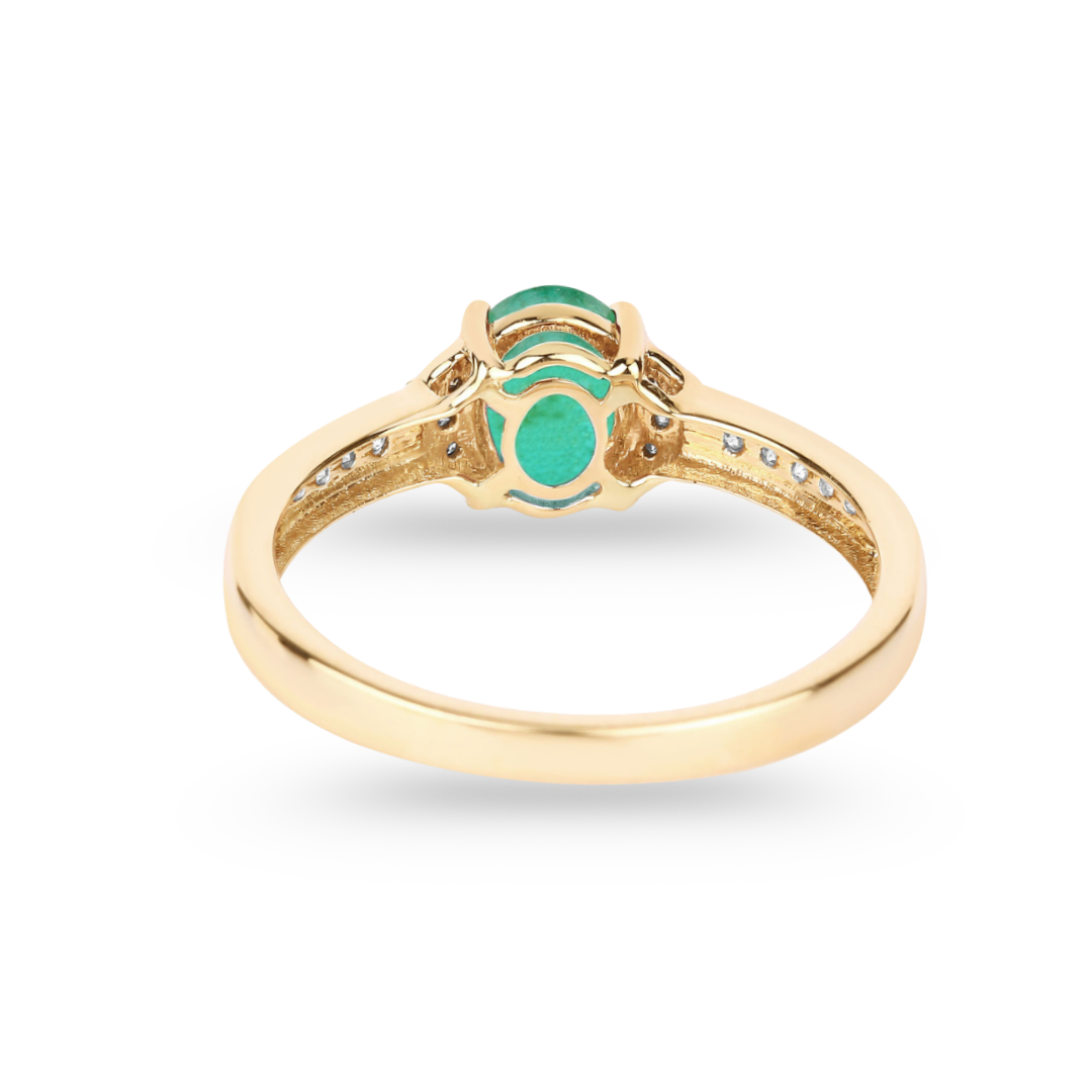 Genuine 10K Zambian Emerald Diamond Bridge Ring