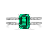 Colombian Created Emerald Double Band Ring