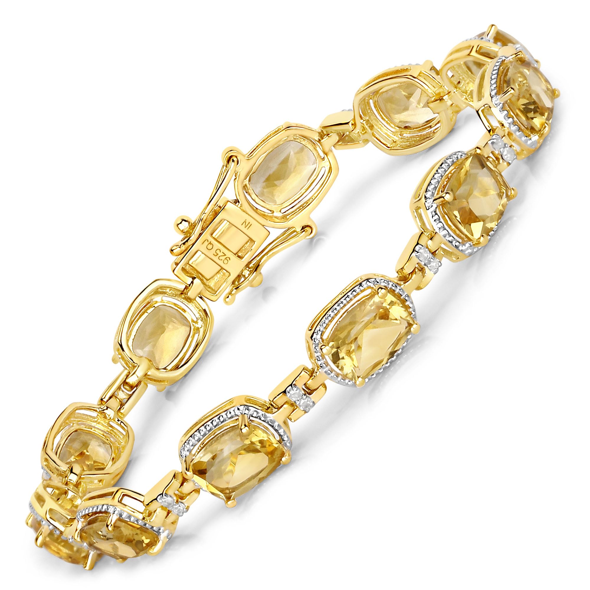 Citrine and White Diamond Tennis Bracelet Silver Fine Color Jewels