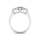 Genuine Diamond and Aquamarine Halo Ring