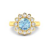 Genuine Diamond and Aquamarine Halo Ring