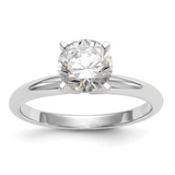 14k White Gold Round Solitaire Lab Grown Diamond Ring, 4 Prong Bridal Diamond Wedding Gift Rings for Her, Gift for Mom