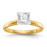 14k White Gold Princess Cut Lab Diamond Solitaire Ring, ring design for partner, square cut diamond ring